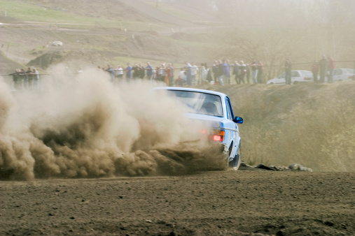 Rally car in a race