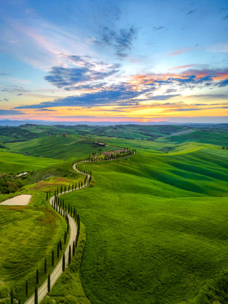 Asciano Crete Senesi rolling landscape in Tuscany