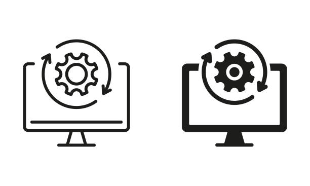 Upgrade of Software Line and Silhouette Icon Set. Computer System Update Pictogram. Download Process Sign. Upgrade Progress Symbol Collection. Vector Isolated Illustration Upgrade of Software Line and Silhouette Icon Set. Computer System Update Pictogram. Download Process Sign. Upgrade Progress Symbol Collection. Vector Isolated Illustration. order stock illustrations
