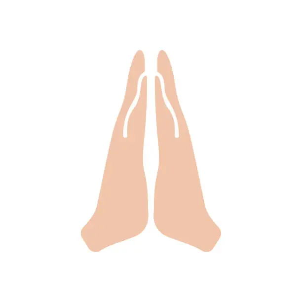 Vector illustration of icon of hands, prayer, on a white background, vector illustration