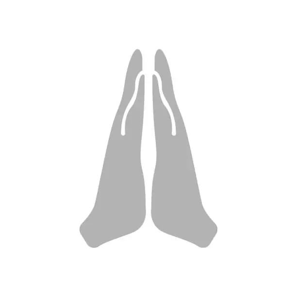 Vector illustration of icon of hands, prayer, on a white background, vector illustration