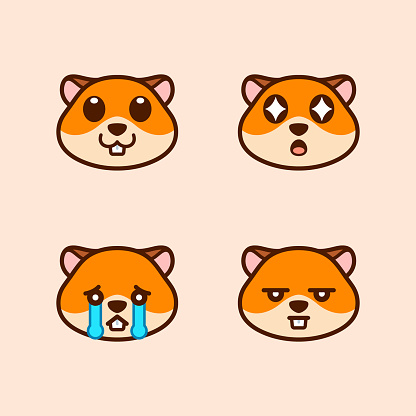 Set of Cute Hamster Stickers