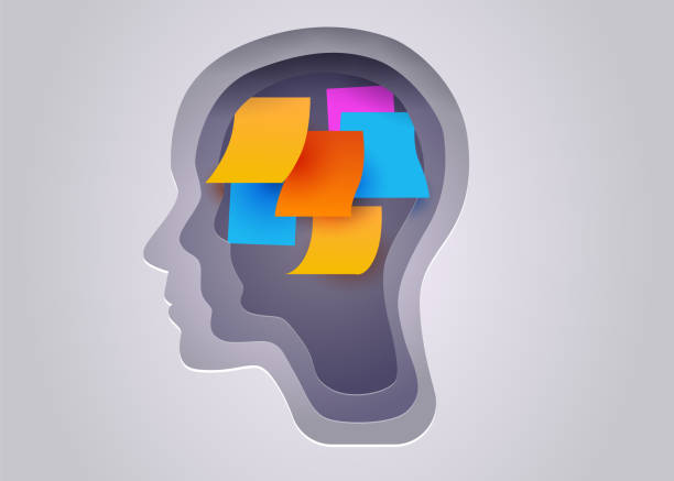 istock Silhouette of a human head with note stickers. Concept of memory, brainstorm, development. 1490518211