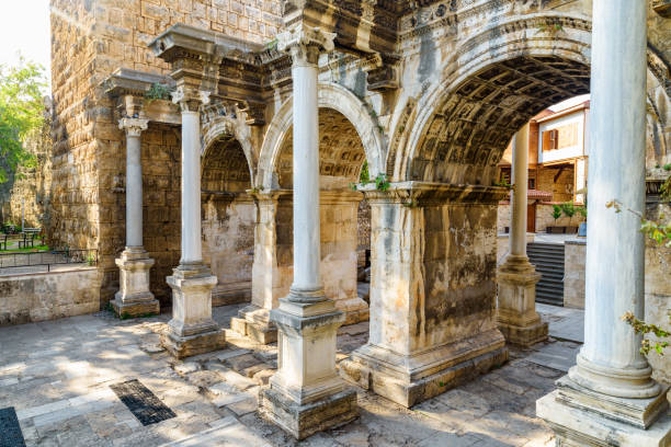 istock Awesome view of Hadrian's Gate (Uckapilar) in Antalya, Turkey 1490530254