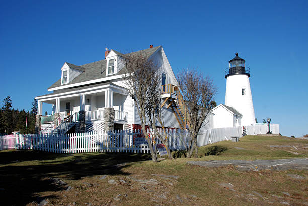 pemaquid point lighthouse w maine - maine lighthouse pemaquid peninsula pemaquid point lighthouse zdjęcia i obrazy z banku zdjęć