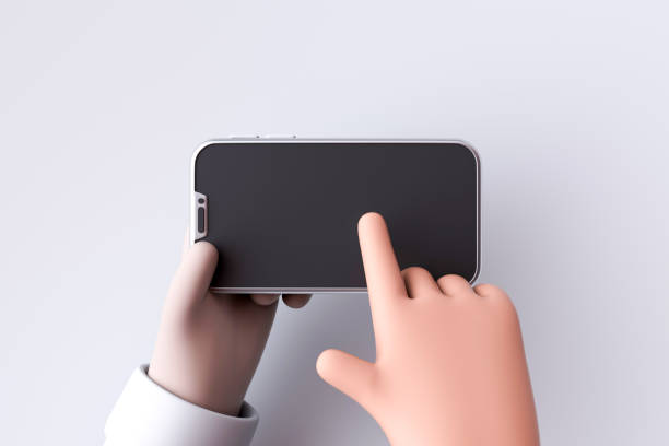 istock Holding phone in two hands. Touching screen with finger 1490535262
