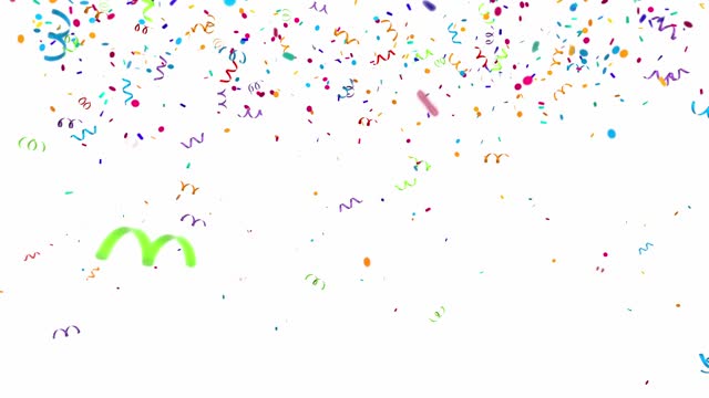 Falling colorful confetti on white background 4K
