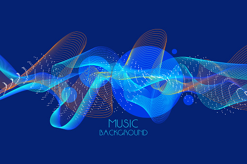 Soundwave vector abstract background. Music radio wave. Sign of audio digital record, vibration, pulse and music soundtrack stock illustration