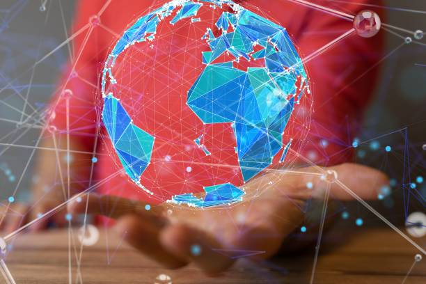 istock a man holding a globe in his hands with connected lines around it 1490538758