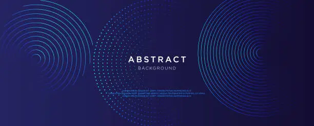 Vector illustration of Modern futuristic dark blue gradient with glowing circle line abstract background. Design for poster, presentation, banner, cover, web, flyer. and landing page website template design.