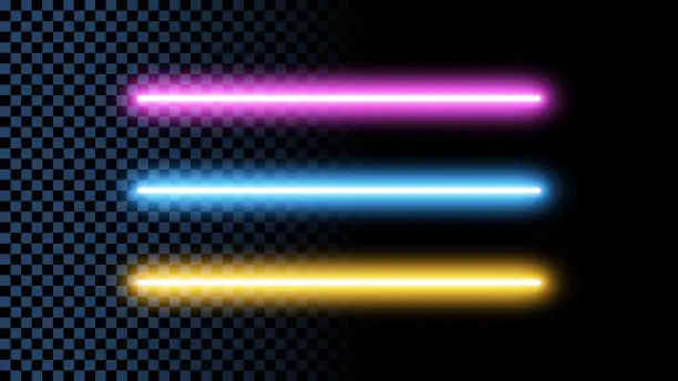 Vector illustration of Neon lights on transparent background