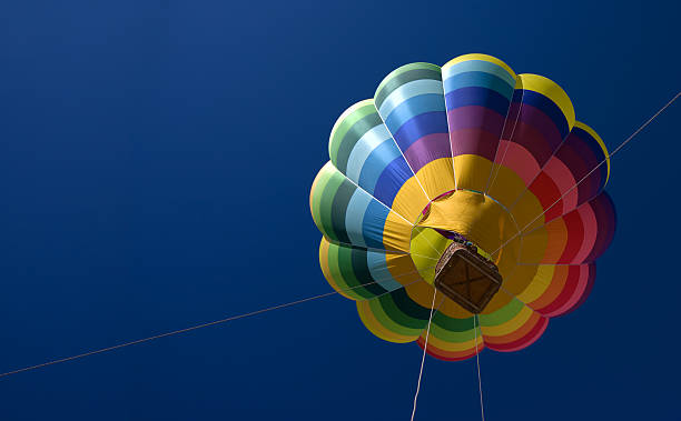 Hot air balloon in the blue sk stock photo
