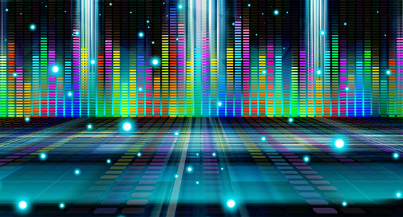 Graphics colorful of music equalizer on black background