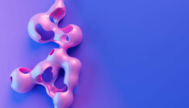 Abstract neon metallic shape with neon hues.