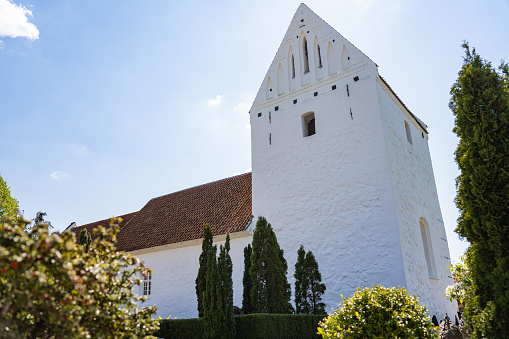 Holevad Church on a sunny day in Denmark