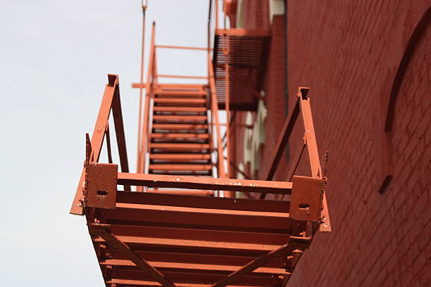 Red Fire Escape stock photo