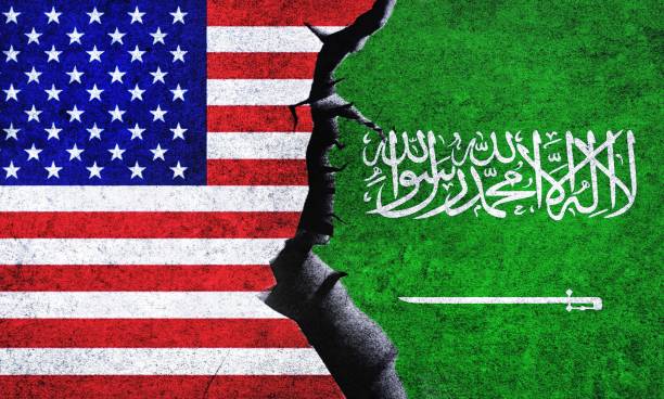 istock USA and Saudi Arabia flag together. Diplomatic relations between USA Saudi Arabia 1490552164