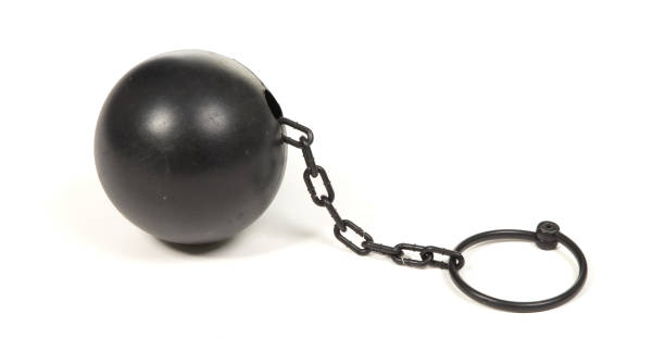 istock Heavy looking ball with cuff chain for prisoners 1490553440