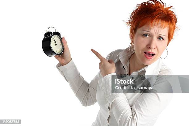 Business Woman With Clock Time Is Over Deadline Concept Stock Photo - Download Image Now