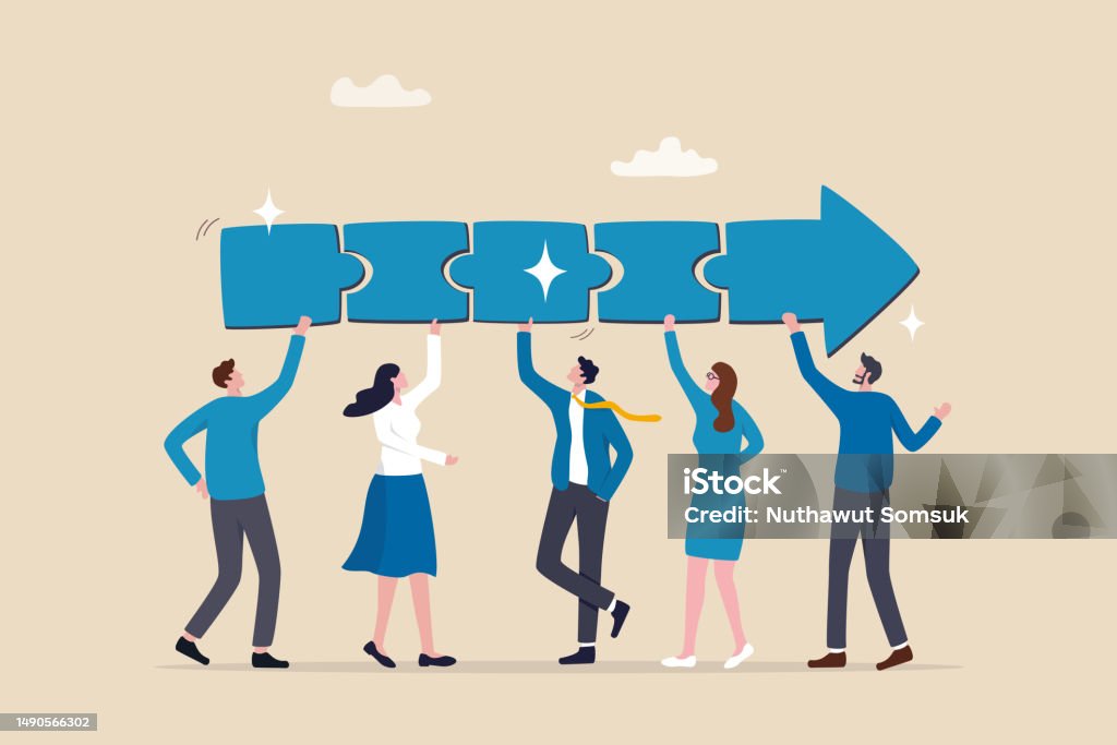 Collaboration d’équipe pour le succès, travail d’équipe ou coopération, participation ou organisation des employés, travail de partenariat ensemble, concept de croissance de carrière, puzzle de connexion des employés d’affaires. - clipart vectoriel de Leadership libre de droits Collaboration d’équipe pour le succès, travail d’équipe ou coopération, participation ou organisation des employés, travail de partenariat ensemble, concept de croissance de carrière, puzzle de connexion des employés d’affaires. - clipart vectoriel de Leadership libre de droits