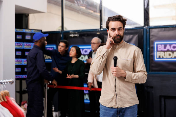 istock Reporter at Black Friday mall opening 1490567170