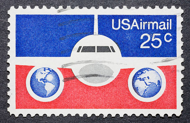 istock USA air mail postal stamp 25 cent close-up 149056774