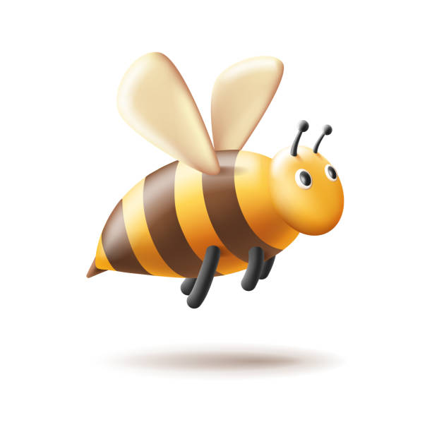 istock Bee illustration in cartoon 3d style. Isolated vector graphic element with face and wings 1490568391