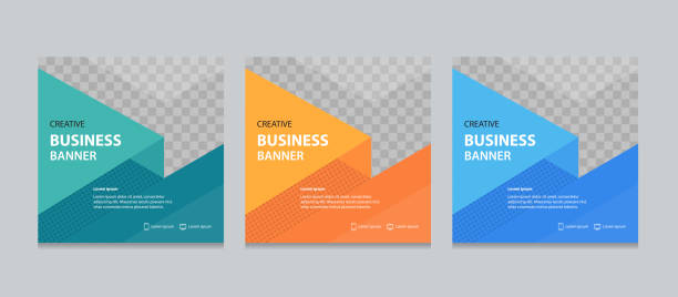 Set of Editable square business web banner design template. background gradients color. Suitable for social media post, instagram story and web ads. Vector illustration with Space to add pictures. bus This file EPS 10 format. This illustration
contains a transparency and gradient. wild posting ad stock illustrations