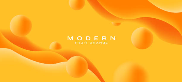 istock 3d render juicy orange background with soft shapes of waves and spheres, tasty space with place for copy 1490568901