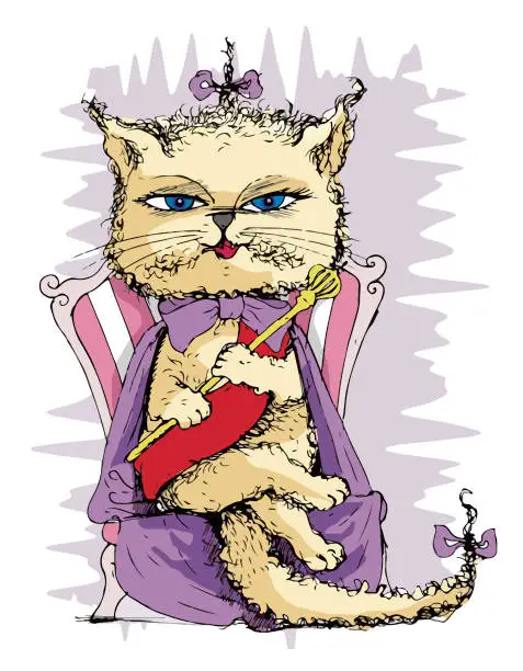 Vector illustration of beauty queen cat