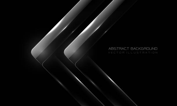 istock Abstract twin grey arrow grass glossy direction geometric on black design modern luxury futuristic technology creative background vector 1490576770