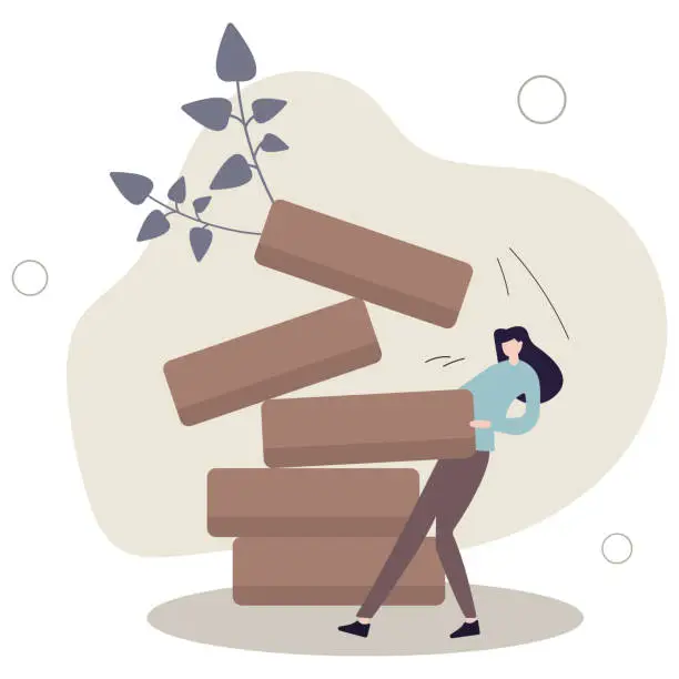 Vector illustration of Investment risk, failure or mistake for greedy decision, business strategy to be careful and balance on instability and uncertainty concept.flat vector illustration.