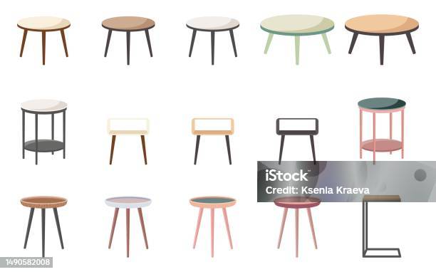 Side Table Graphics Set Of Isolated End Tables Vector Illustration Stock Illustration ...
