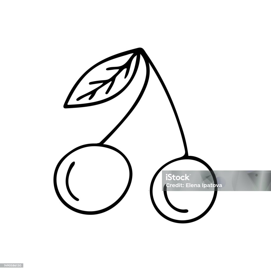 Doodle De Cerise En Couple Isolée Sur Fond Blanc Vecteurs Libres De Droits Et Plus Dimages