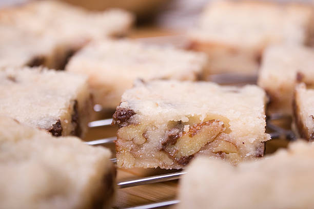 Pecan & Chocolate Chip Squares stock photo