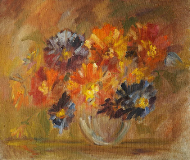 istock Bright flowers oil painting impressionism modern. 1490589019