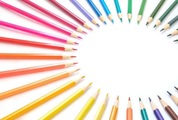 Color pencils isolated on white background.Close up.