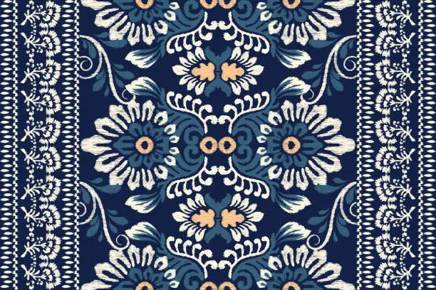 Vector illustration of Ikat floral paisley embroidery