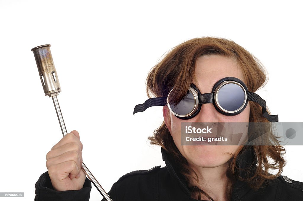 goggles blowtorch girl with a pair of goggles and Blow Torch Stock Photo