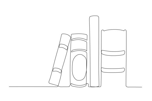 A pile of books line art stock illustration