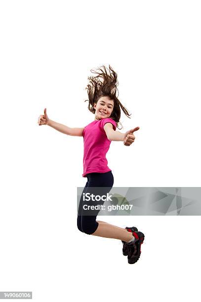 여자아이 뛰어내림 흰색 바탕에 흰색 배경 건강한 생활방식에 대한 스톡 사진 및 기타 이미지 - 건강한 생활방식, 긍정적인 감정 표현, 놀이