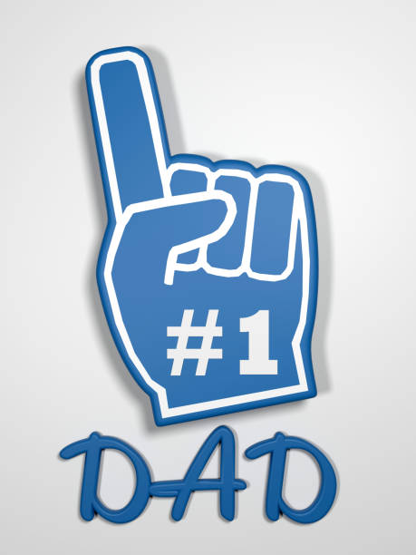 Foam Fun Glove Hand with Number 1 Text and Dad Title on White Background