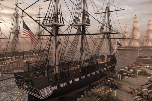 3D rendering of the USS constitution and her sister ships.