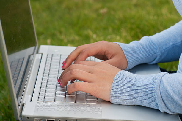 istock Laptop typing outdoor 149060489
