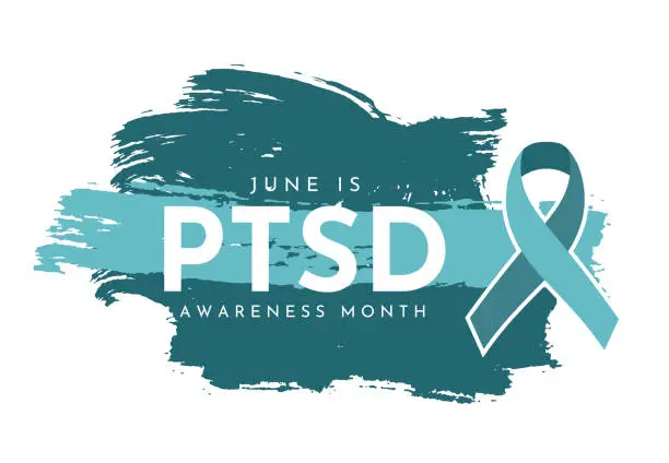 Vector illustration of Ptsd Awareness Month background, June. Vector