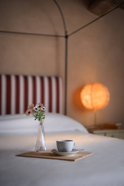 Coffee in the bed, rustic Tuscan style