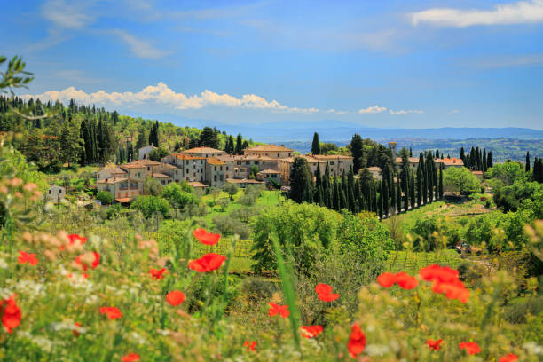 Characteristic picturesque landscapes of Tuscany from the area of ​​San Gimignano.