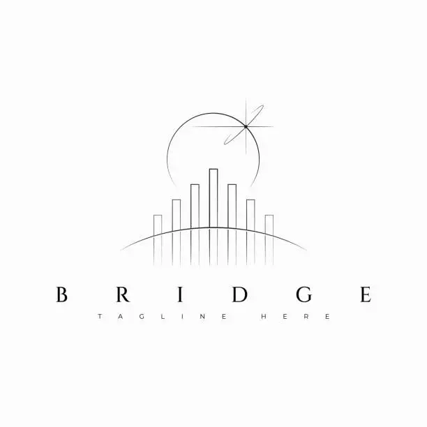 Vector illustration of Bridge Arch Landmark Town Abstract Logo Construction Company and Industry.