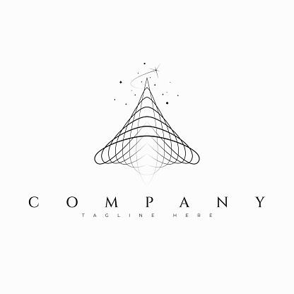 Fractal Geometric Abstract Black Hole Cone Shape Star and Space Logo Business Company.