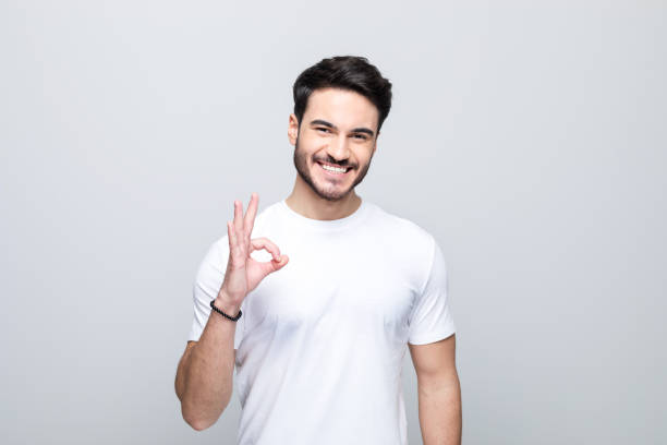 Portrait of pleased young man
